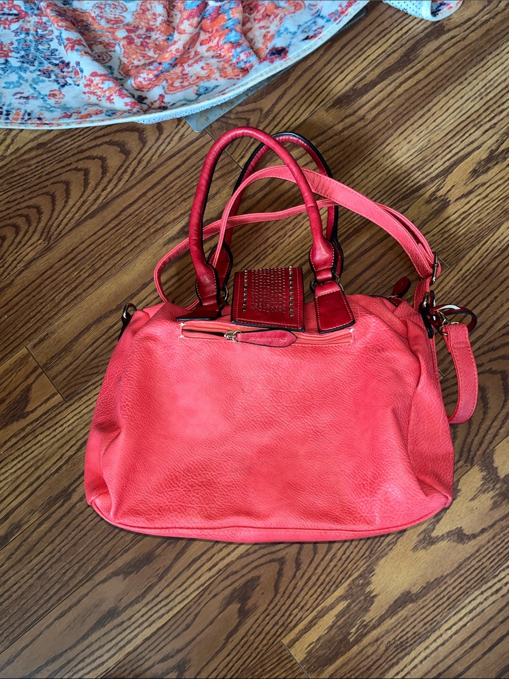 Red Studded Shoulder Satchel Bag - Women - Picture 4 of 4